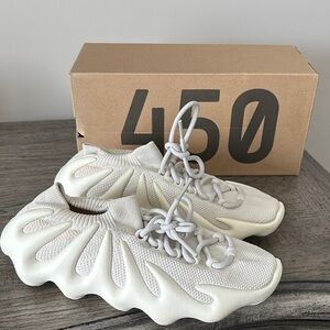 Yeezy 450 Cloud White Knit Slip-On Sneakers